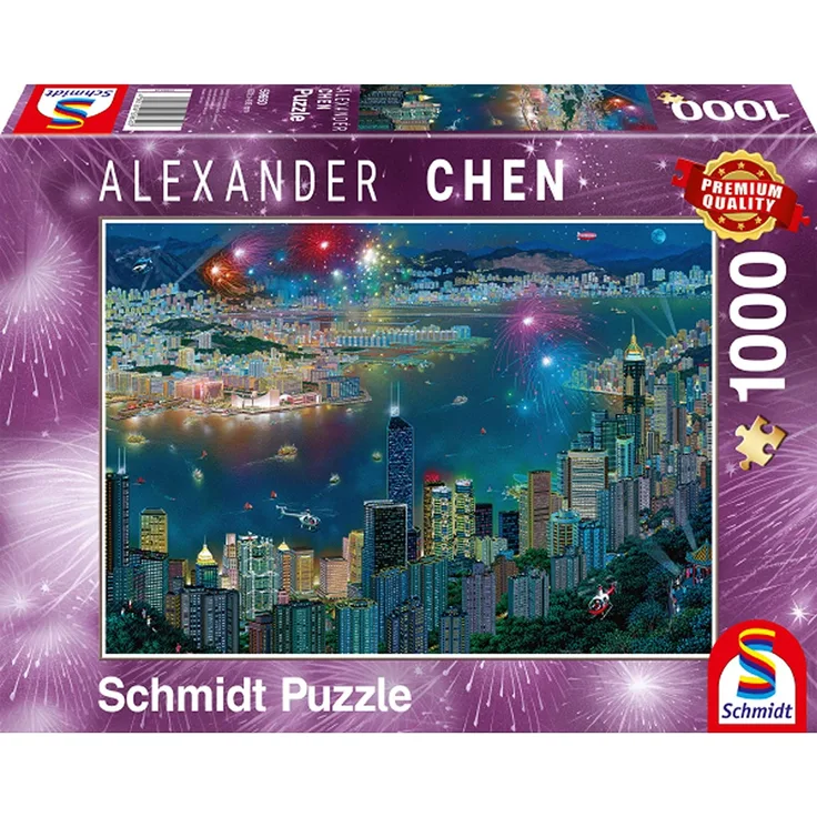 Puzzle Vuurwerk boven Hong Kong 1000 Stück
