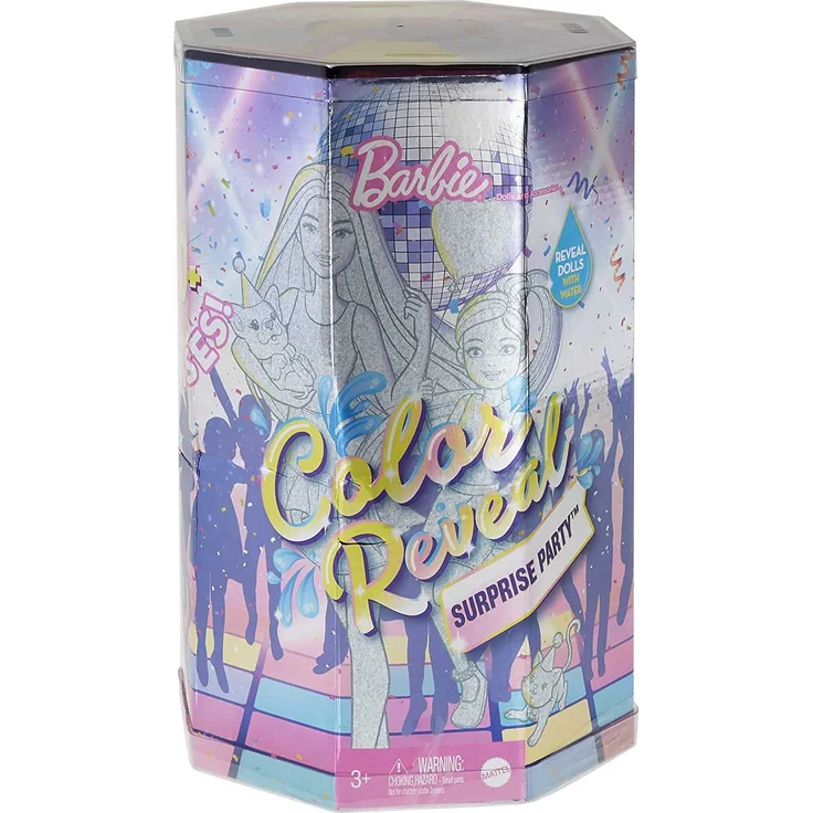 Barbie GXJ88 - Color Reveal Überraschungsparty, +50 Überraschungen: 1 Barbie Puppe, 1 Chelsea Puppe, 2 Tiere, 6 Farbwechsel, Zubehör & mehr, Tanzparty Set, Spielzeug Geschenk für Kinder ab 3 Jahren – Bild 6