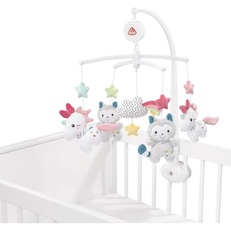 Fehn 057027 Musik-Mobile Aiko & Yuki – Mobile mit sanfter Melodie und flauschigen Figuren – Mit Befestigung – Für Babys von 0-5 Monaten – Größe: Ø 40 cm, Höhe: 65 cm – Bild 4