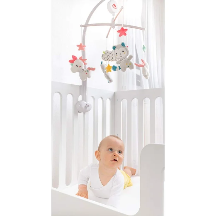Fehn 057027 Musik-Mobile Aiko & Yuki – Mobile mit sanfter Melodie und flauschigen Figuren – Mit Befestigung – Für Babys von 0-5 Monaten – Größe: Ø 40 cm, Höhe: 65 cm – Bild 2