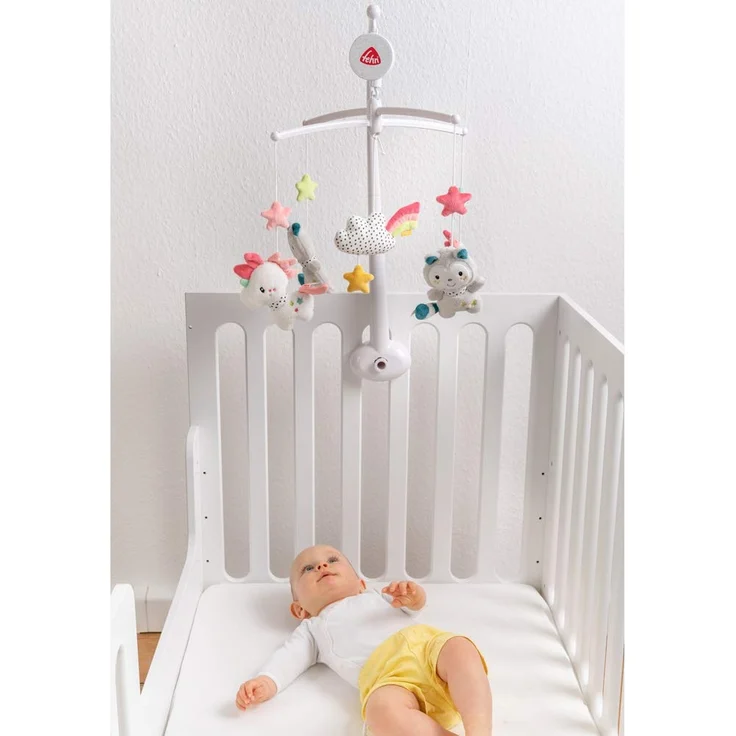 Fehn 057027 Musik-Mobile Aiko & Yuki – Mobile mit sanfter Melodie und flauschigen Figuren – Mit Befestigung – Für Babys von 0-5 Monaten – Größe: Ø 40 cm, Höhe: 65 cm – Bild 3