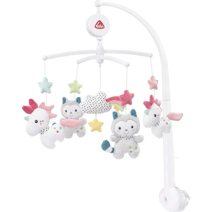 Fehn 057027 Musik-Mobile Aiko & Yuki – Mobile mit sanfter Melodie und flauschigen Figuren – Mit Befestigung – Für Babys von 0-5 Monaten – Größe: Ø 40 cm, Höhe: 65 cm – Bild 1