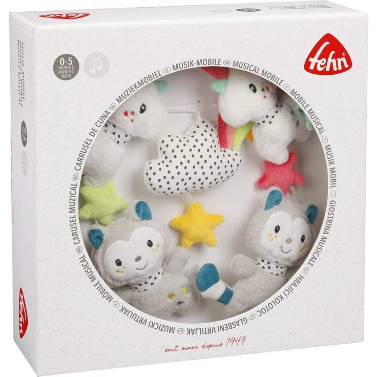 Fehn 057027 Musik-Mobile Aiko & Yuki – Mobile mit sanfter Melodie und flauschigen Figuren – Mit Befestigung – Für Babys von 0-5 Monaten – Größe: Ø 40 cm, Höhe: 65 cm – Bild 6