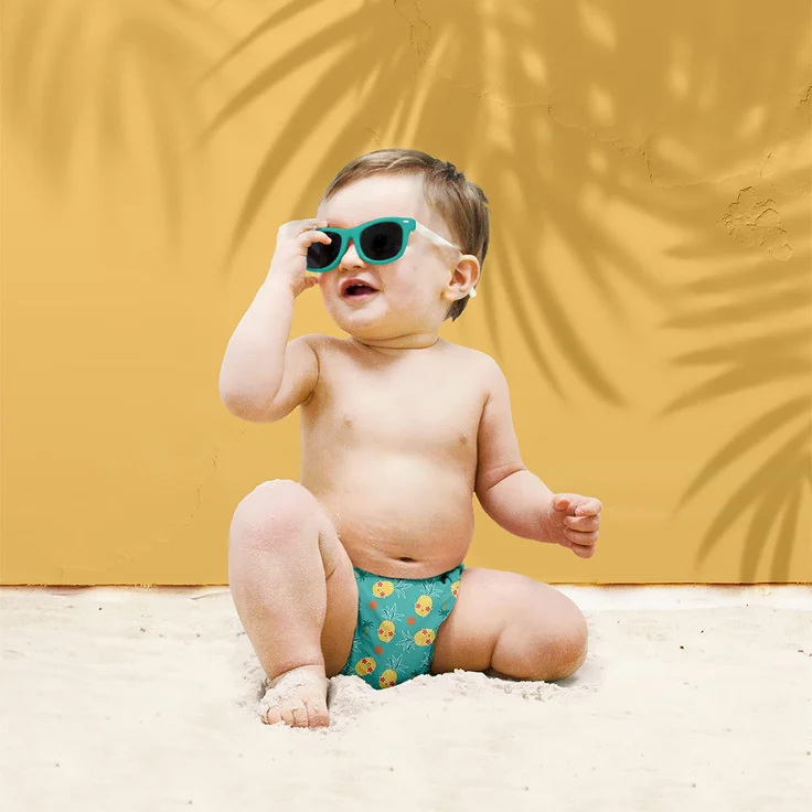 Bambino Mio, Wiederverwendbare Schwimmwindel, auslaufsicher, stylisch und leicht, Alberne Ananas, L (1-2 Jahre) – Bild 3
