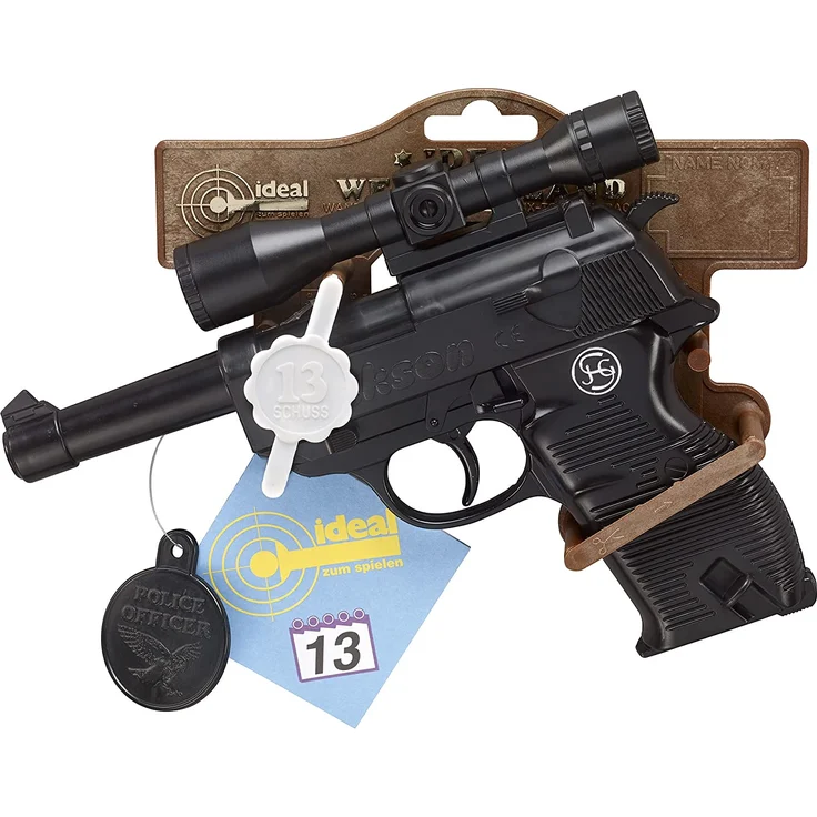 Schrödel J.G. Jackson: Spielzeugpistole für Zündplättchen, ideal für das Polizeikostüm, 13 Schuss, 19.5 cm, schwarz (300 0511) – Bild 1