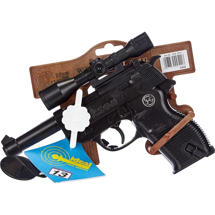 Schrödel J.G. Jackson: Spielzeugpistole für Zündplättchen, ideal für das Polizeikostüm, 13 Schuss, 19.5 cm, schwarz (300 0511) – Bild 2