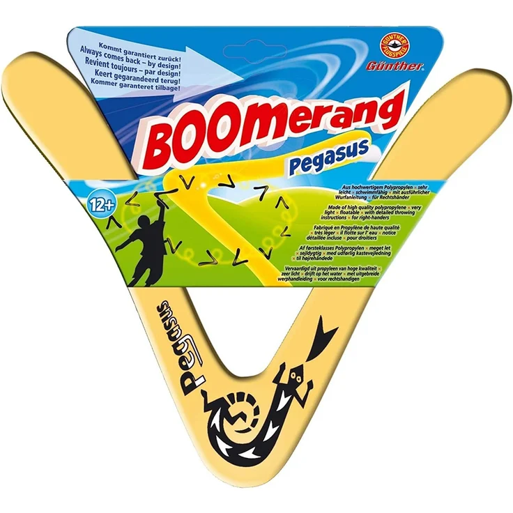 Paul Günther 1374 - Boomerang Pegasus, klassische Form, ca. 25 cm groß, aus unzerbrechlichem Polypropylen, fliegt ca. 18 - 20 m weit – Bild 2