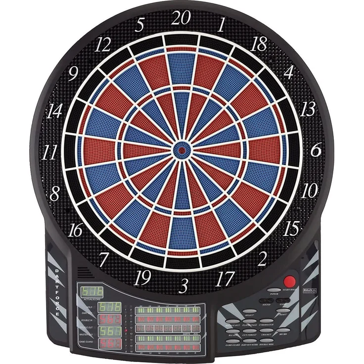 BULLS 'Dartforce' Elektronische Dartscheibe, inkl. Darts, 61 x 51 cm, 41 Spiele mit 183 Variationen, schwarz – Bild 1