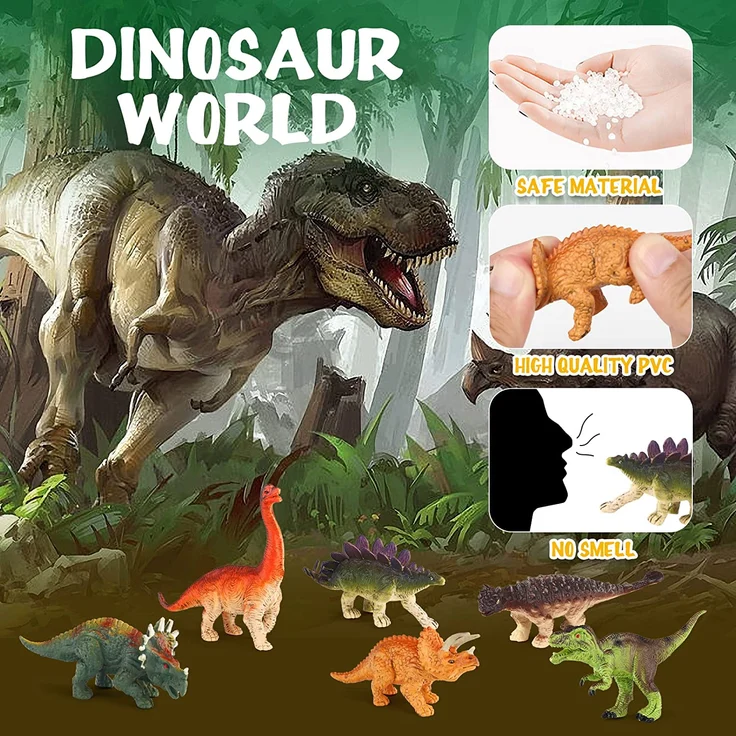 Sanlebi Dinosaurier Figuren Spielzeug- Realistische Dinosaurier Set Mini Dinosaurier Pädagogisches Spielzeug für 3 Jahren Jungen Mädchen – Bild 4