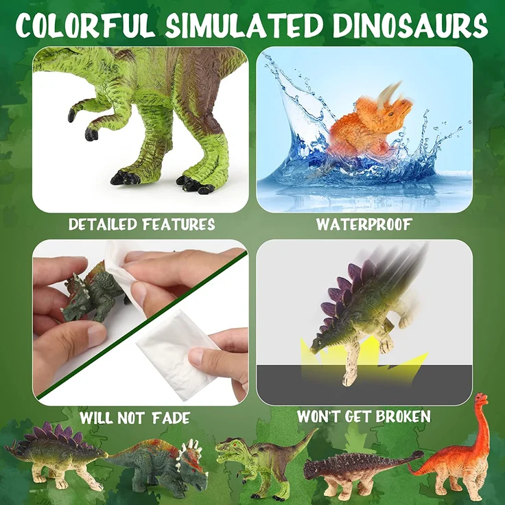 Sanlebi Dinosaurier Figuren Spielzeug- Realistische Dinosaurier Set Mini Dinosaurier Pädagogisches Spielzeug für 3 Jahren Jungen Mädchen – Bild 2