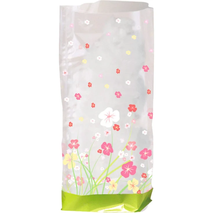 Ursus 5920000 - Geschenk Bodenbeutel, Blumen, 10 Stück, aus lebensmittelechter Folie, ca. 14,5 x 23,5 cm, transparent, bedruckt, ideal für kleine Überraschungen – Bild 1