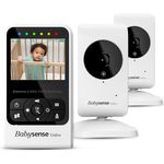 Video-Babyphone Babysense mit Zwei Kameras und Audio, Großer Reichweite, Anzeige der Raumtemperatur, Nachtsicht, Zwei-Wege-Kommunikation, Schlafliedern und Funktion weißes Geräusch, Modell V24R_2