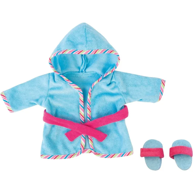 Bademantel und Hausschuhe 38 cm blau
