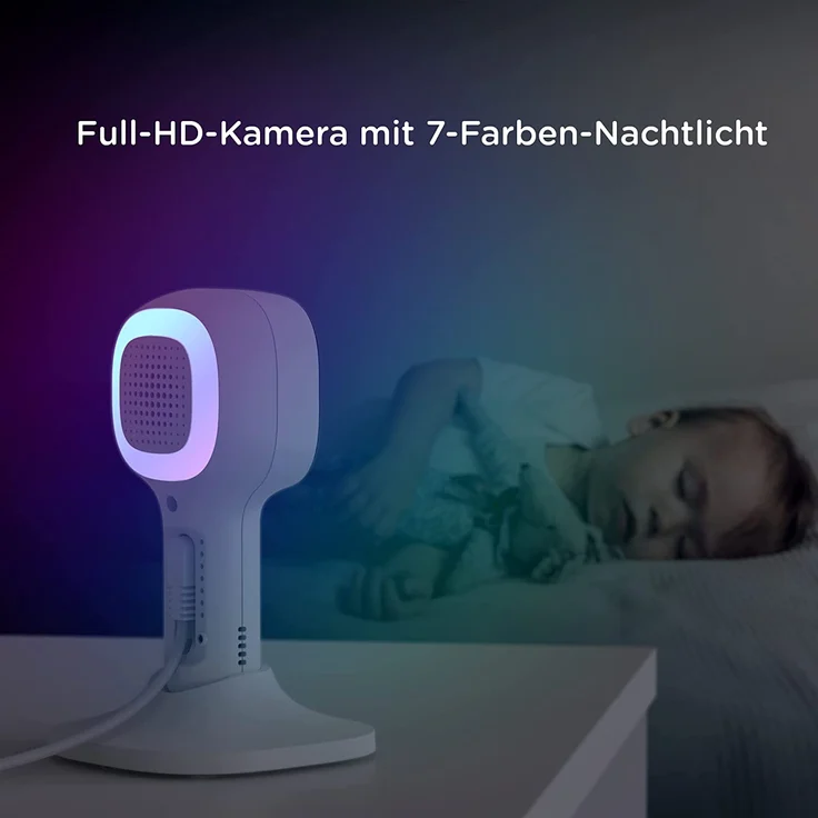 Hubble Connected Nursery Pal Cloud Babyphone mit Kamera, 5-Zoll-Bildschirm, 7-Farben-Nachtlicht, Infrarot-Nachtsicht, Zwei-Wege-Gespräch, Raumtemperatursensor und Smartphone-App – Bild 3