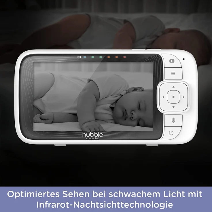 Hubble Connected Nursery Pal Cloud Babyphone mit Kamera, 5-Zoll-Bildschirm, 7-Farben-Nachtlicht, Infrarot-Nachtsicht, Zwei-Wege-Gespräch, Raumtemperatursensor und Smartphone-App – Bild 9
