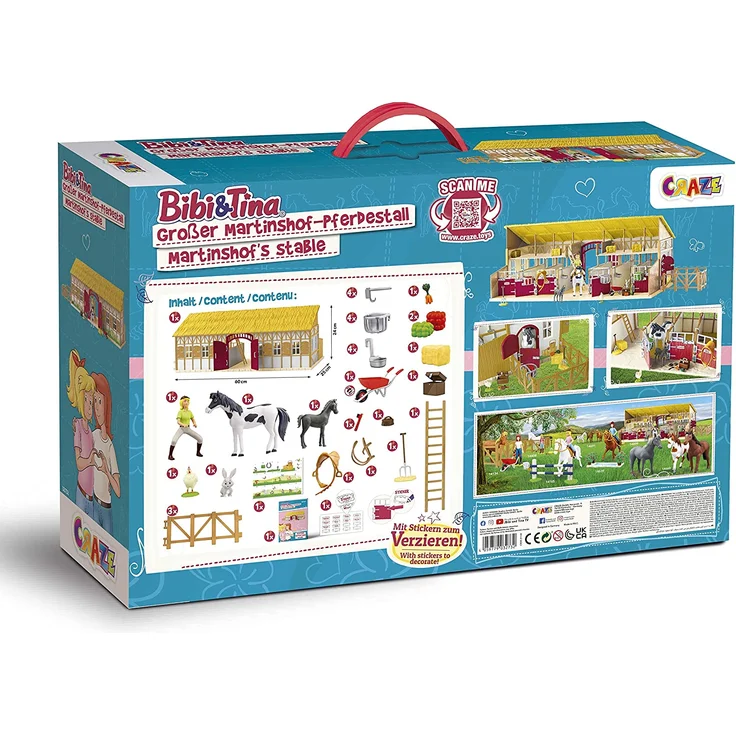 CRAZE Bibi und Tina Figuren Martinshof Spielset Pferdestall Bibi und Tina Spielzeug Reiterhof mit Pferden, Spielfiguren und Zubehör Bauernhof Spielzeug 32732 - Preisvergleich – Bild 4
