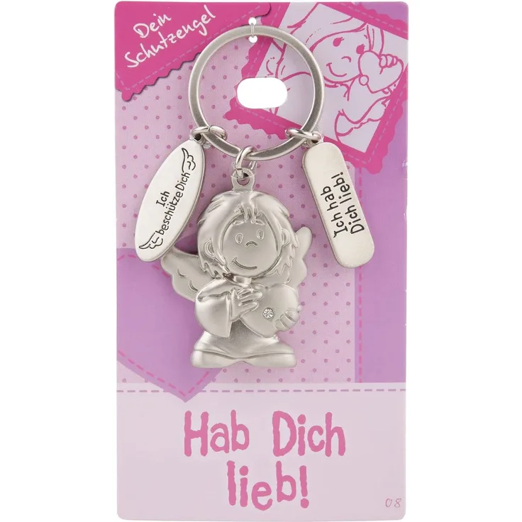 Depesche 7518-008 Schutzengel Schlüssel-Anhänger aus Metall, Glücksbringer mit Engel, Schlüsselring und liebevoller Botschaft, zum Verschenken an Familienmitglieder, Freunde und Bekannte