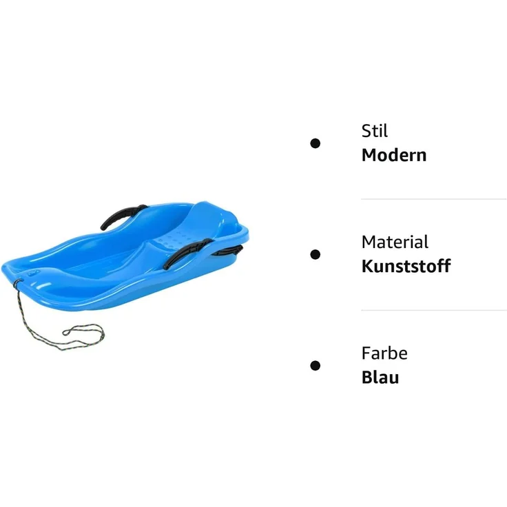 Neustanlo Bob Schlitten Rodel Schneegleiter Bremsen Rodel Kunststoff Zugseil 3 Farben (Blau) – Bild 8