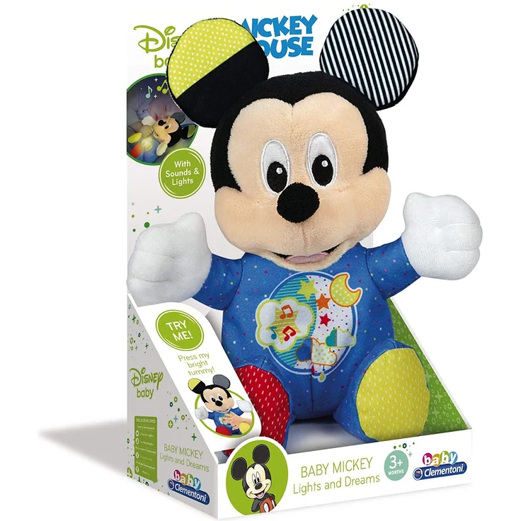 Clementoni 17206 Disney Baby – Mickey Leucht-Plüsch, Kuscheltier für Kleinkinder & Säuglinge, Stofftier mit Licht und Musik, Einschlafhilfe für Kinder – Bild 2