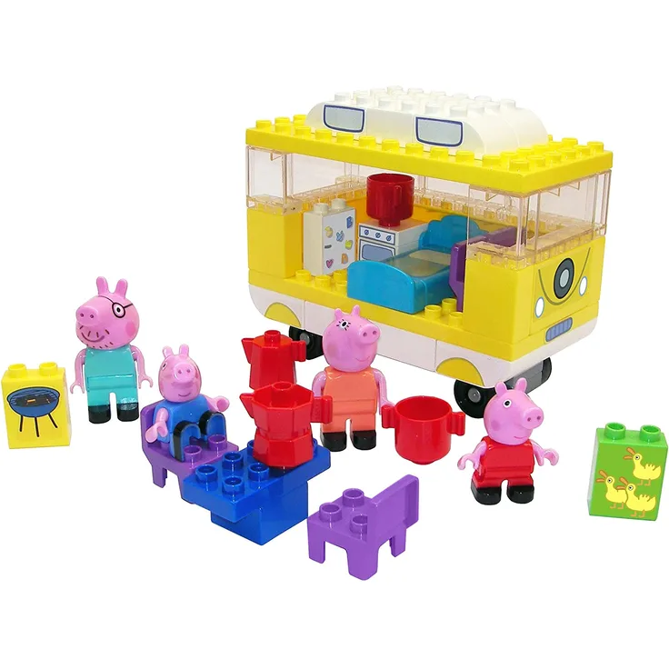 BIG-Bloxx Peppa Pig Camper - Peppa´s Campingwagen, Construction Set, BIG-Bloxx Set bestehend aus Familie und Camper, 54 Teile, für Kinder ab 18 Monaten