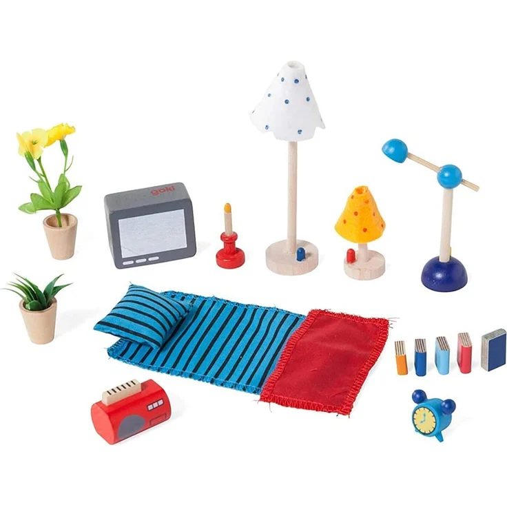 Goki 51934 - Accessoires Wohnzimmer, 17-teilig, Puppenhausmöbel – Bild 1