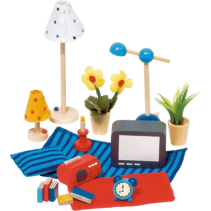 Goki 51934 - Accessoires Wohnzimmer, 17-teilig, Puppenhausmöbel – Bild 2