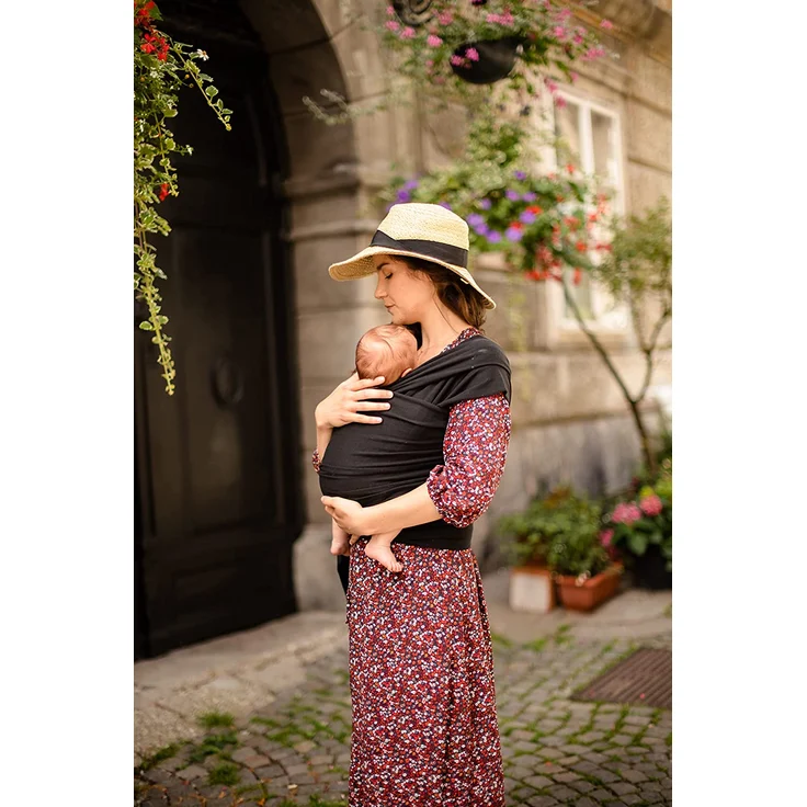 Boba Baby Wrap, Black - das elastische Tragetuch aus weichem Sommersweat, sehr einfach zu binden, ideal für Neugeborene und Kleinkinder bis 16kg – Bild 7