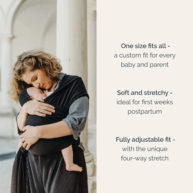 Boba Baby Wrap, Black - das elastische Tragetuch aus weichem Sommersweat, sehr einfach zu binden, ideal für Neugeborene und Kleinkinder bis 16kg – Bild 6