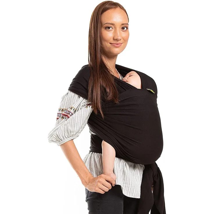 Boba Baby Wrap, Black - das elastische Tragetuch aus weichem Sommersweat, sehr einfach zu binden, ideal für Neugeborene und Kleinkinder bis 16kg – Bild 1