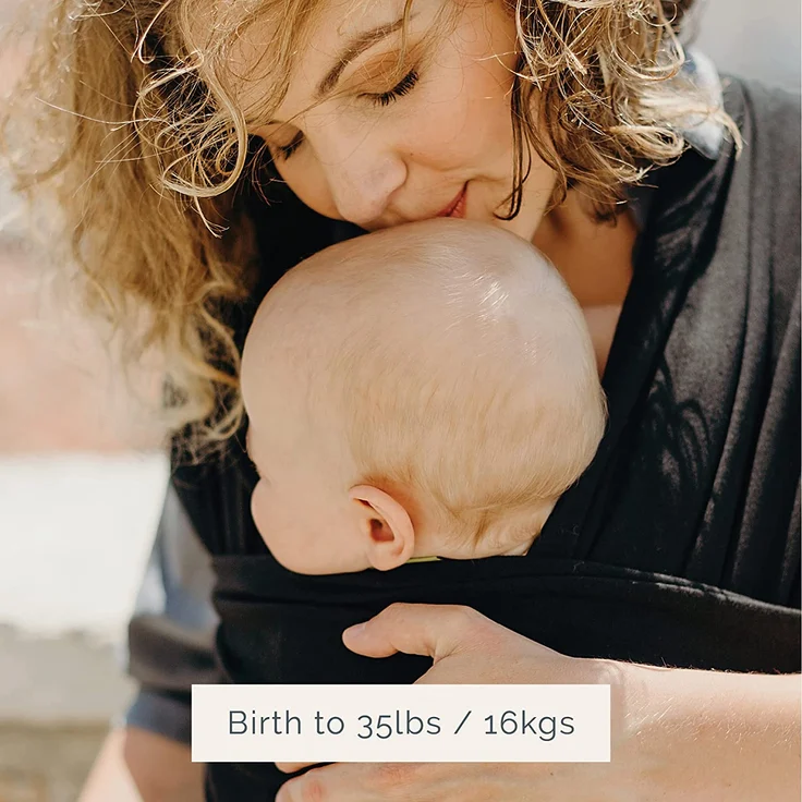 Boba Baby Wrap, Black - das elastische Tragetuch aus weichem Sommersweat, sehr einfach zu binden, ideal für Neugeborene und Kleinkinder bis 16kg – Bild 3