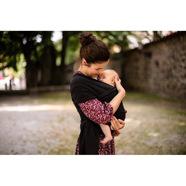 Boba Baby Wrap, Black - das elastische Tragetuch aus weichem Sommersweat, sehr einfach zu binden, ideal für Neugeborene und Kleinkinder bis 16kg – Bild 2