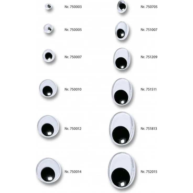 folia 750010 - Wackelaugen mit beweglicher Pupille, weiß, rund ca. 10 mm, 100 Stück - ideal für das Basteln von Figuren und Tieren – Bild 2