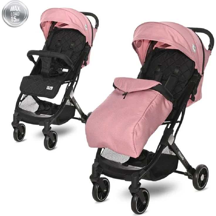 Lorelli Kinderwagen Fiorano faltbar, Ablagekorb, Frontbügel abnehmbar, Bremse pink – Bild 3