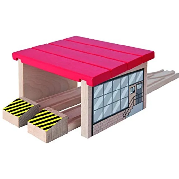 Eichhorn 100001515 - Bahn, Lokschuppen, 7-teilig, Gebäude inklusive Schienen - Buchenholz