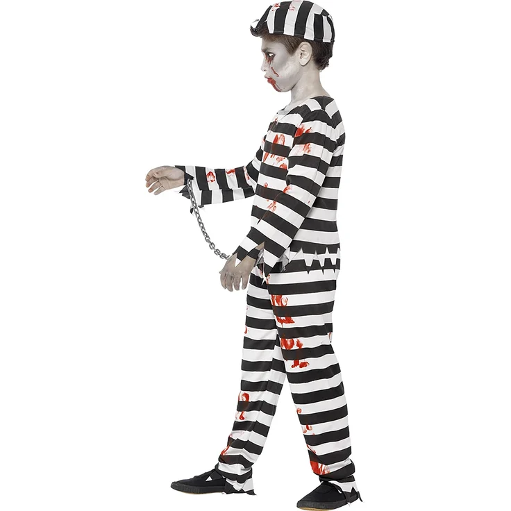 Halloween! Smiffys Zombiekostüm Sträfling, mit Hose, Oberteil, Mütze und Handschellen – Bild 4