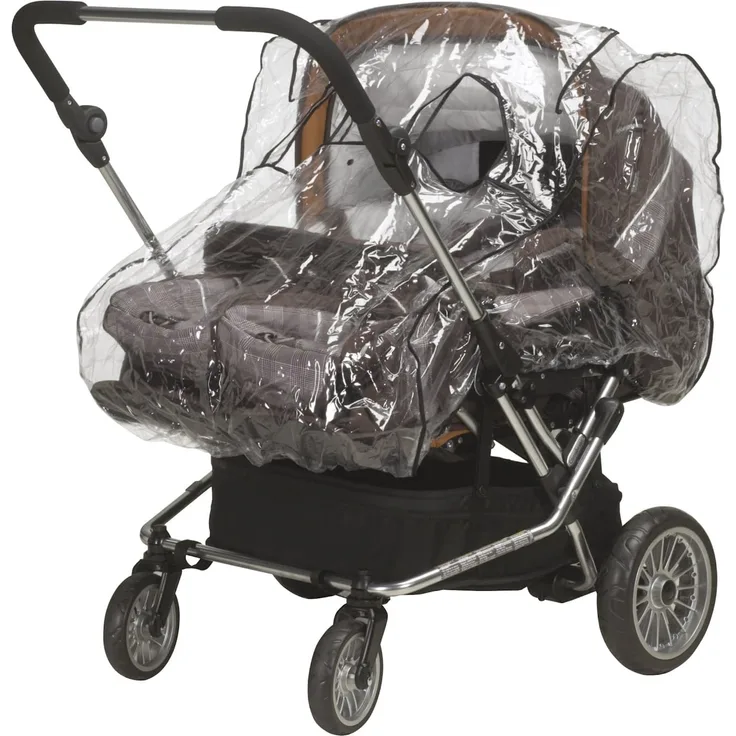 Playshoes 448943 Regenverdeck, Regenschutz, Regenhaube für Zwillingskinderwagen mit Kontaktfenster