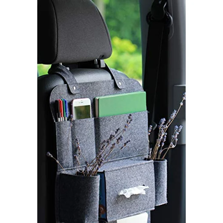 Auto organizer Rückenlehnenschutz multi Staumöglichkeiten Wohnmobil Zubehör Innenraum, 62 x 41 cm - Dunkelgrau – Bild 8