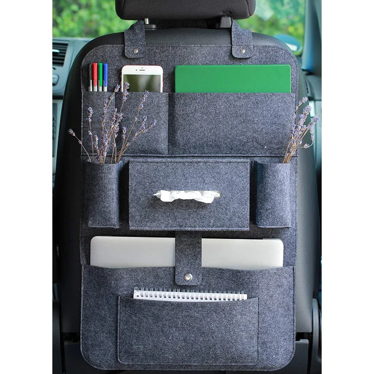 Auto organizer Rückenlehnenschutz multi Staumöglichkeiten Wohnmobil Zubehör Innenraum, 62 x 41 cm - Dunkelgrau – Bild 1