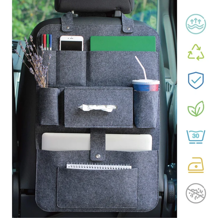 Auto organizer Rückenlehnenschutz multi Staumöglichkeiten Wohnmobil Zubehör Innenraum, 62 x 41 cm - Dunkelgrau – Bild 4