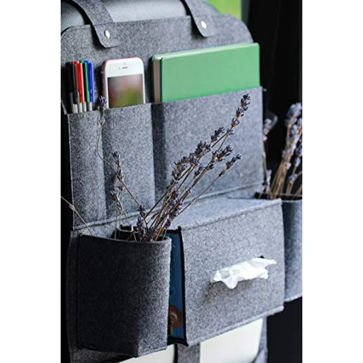 Auto organizer Rückenlehnenschutz multi Staumöglichkeiten Wohnmobil Zubehör Innenraum, 62 x 41 cm - Dunkelgrau – Bild 7