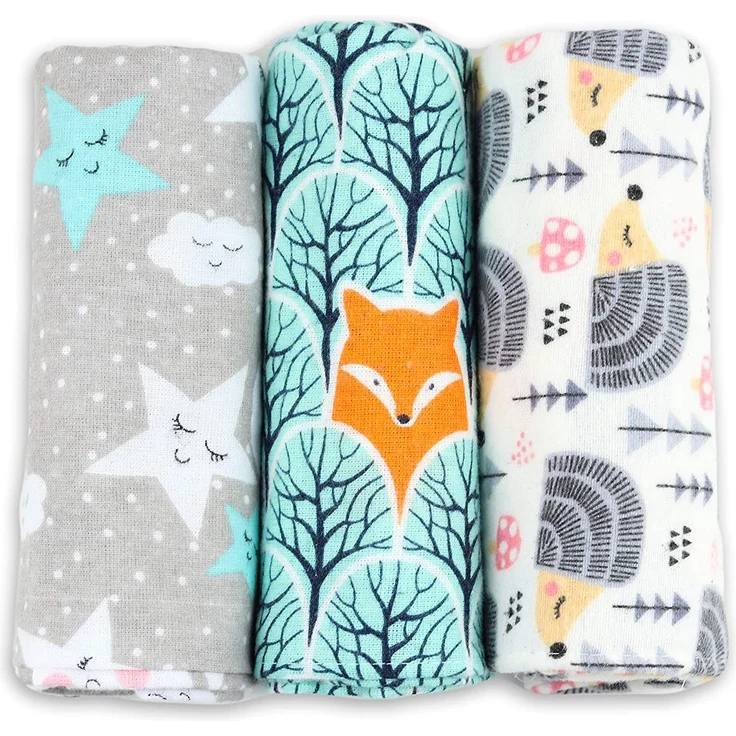 Spucktücher Baby - Moltontücher - 3er Pack - 80x80cm – Spucktuch – 100% Baumwolle Flanell Weiss,Bunt - Moltontuch Unisex– Spucktücher für Jungen oder Mädchen – Bild 1