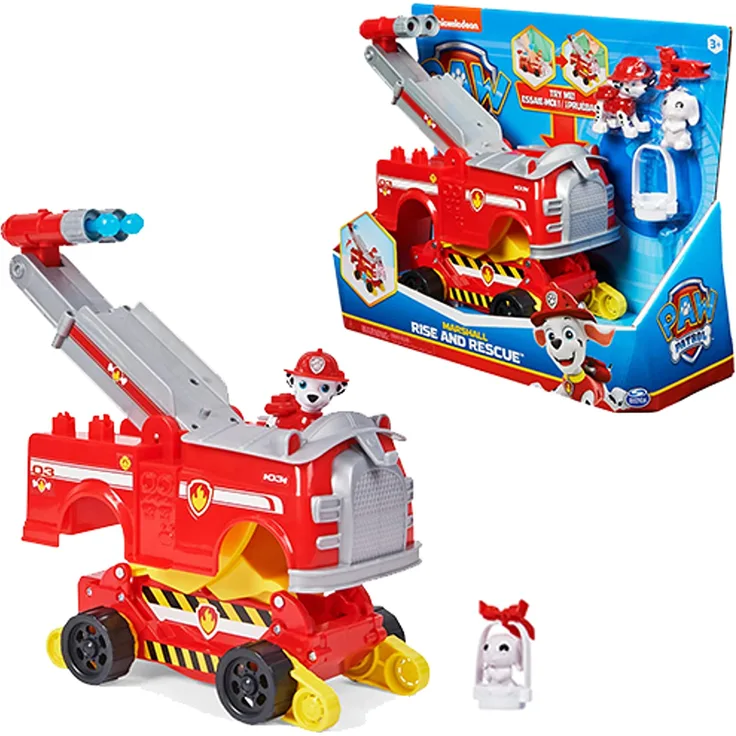 Spin Master Paw Patrol Marshalls Rise and Rescue Convertible Toy Car Toy Vehicle (Red/White Includes Action Figures and Accessories) 6063638