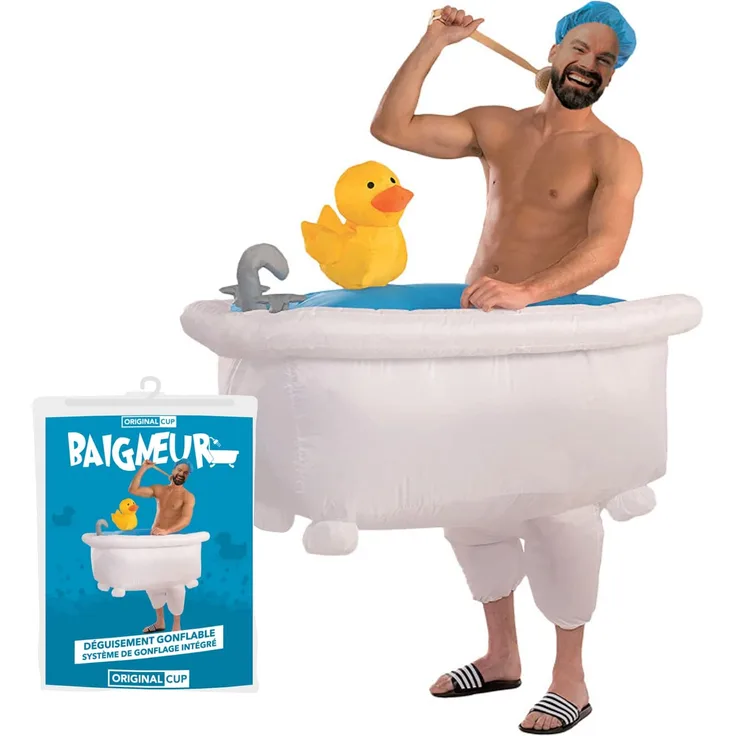 Aufblasbares Kostüm Badewanne | Ausgefallenes Auflbaskostüm | Premium Qualität | Größe Erwachsene | Polyester | Angenehm tragbar | Resistent | Mit Aufblassystem | Von OriginalCup®