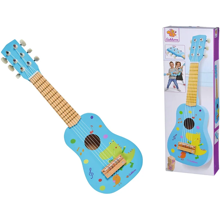Eichhorn 100003480 Musik Holzgitarre stimmbare Gitarre aus Holz mit sechs Saiten, mit süßem Tiermotiv, 54 cm lang, ab DREI Jahren – Bild 2