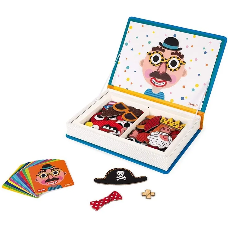 Janod J02716 Magneti'Book Crazy Faces Lernspielzeug, Jungs