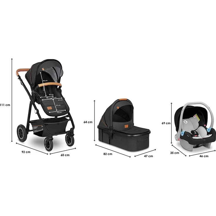 Lionelo 'Amber' Kombikinderwagen 4plusin1 Graphite – Bild 3