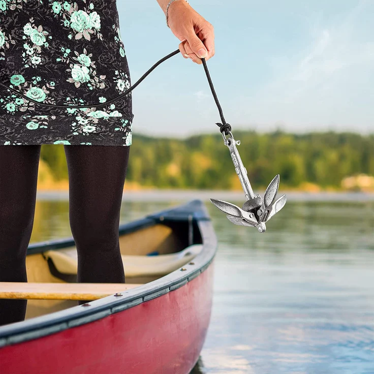 ONVAYA® Bootsanker | 0,7 kg | Klappanker | Set inklusive Ankerleine mit Karabiner, Ankerboje und Transportbeutel | Faltanker | Anker für Boot, Schlauchboot, SUP, Kajak, Kanu – Bild 6