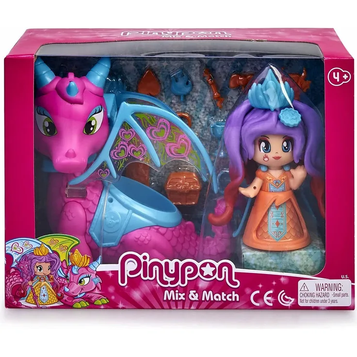 Puppen PinyPon Mix & Match Queens & Dragon Famosa (2 pcs)