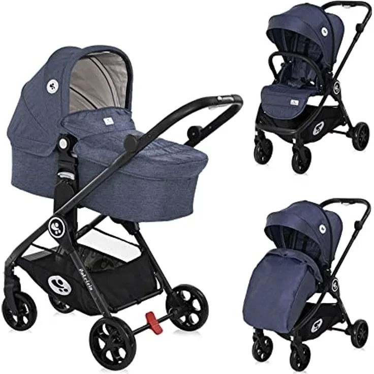 Lorelli Kombikinderwagen 2 in 1 Patrizia, Babywanne, Sportsitz, Sitz umkehrbar blau