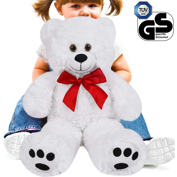 Monzana Teddybär L - XXXL 50-175cm verschiedene Farben Weiches Fell Schleife Tatzendruck Geschenk Plüschtier Kuscheltier Stofftier Riesen Teddy Bär – Bild 3